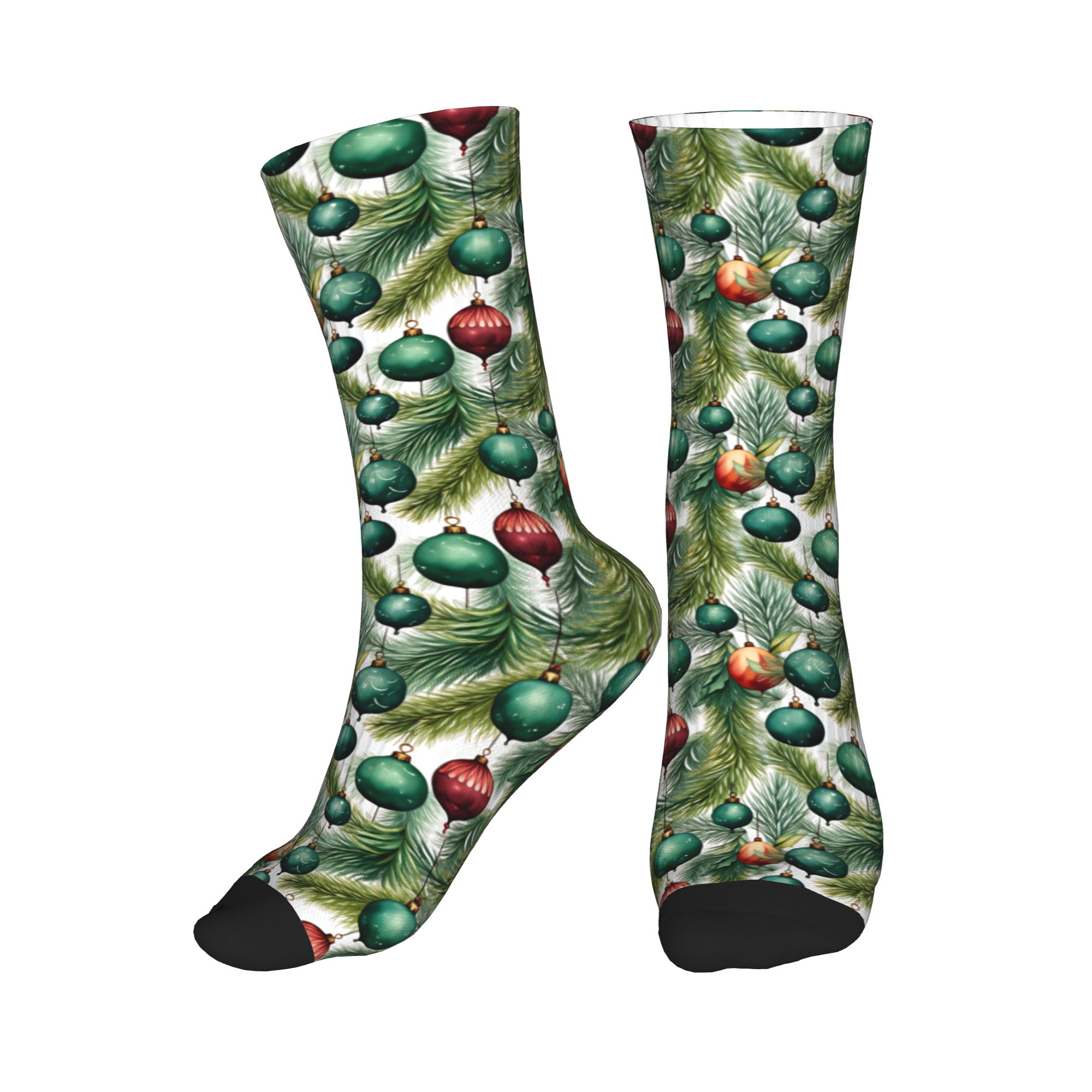 Dress Sock Men - Cute Mens Christmas Bauble Pine Pattern
