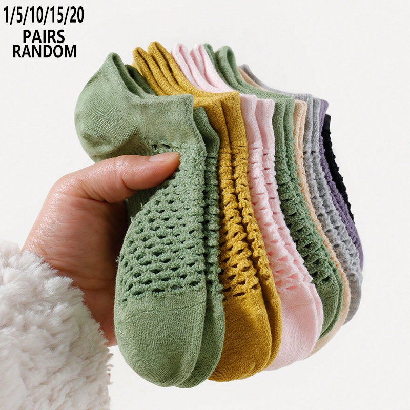 No Show Sock Women - 1/5/10/15/20 Pairs Random Women Classic Macaron