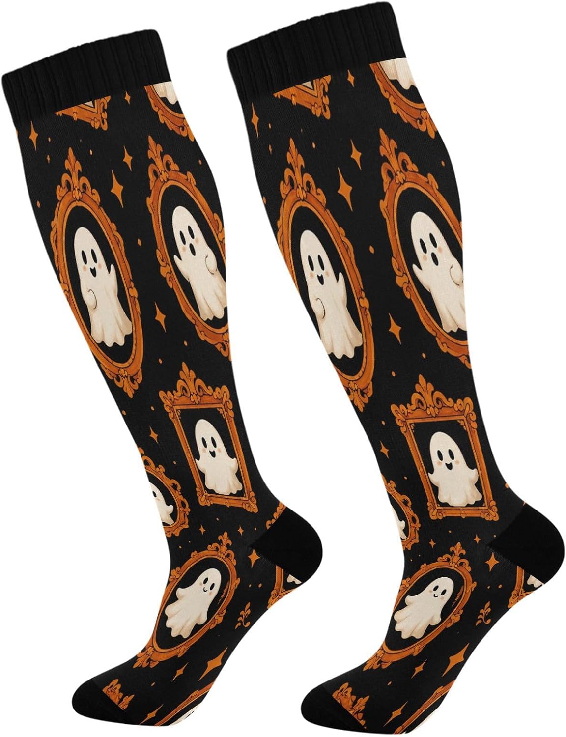 Knee High Sock Women - Halloween Boo Compression Socks for Women