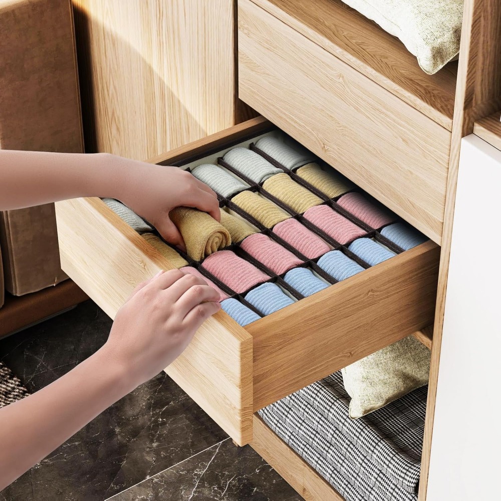 Sock Organizer Tray - 24 Grid Drawer Organizer Tray, High-Density