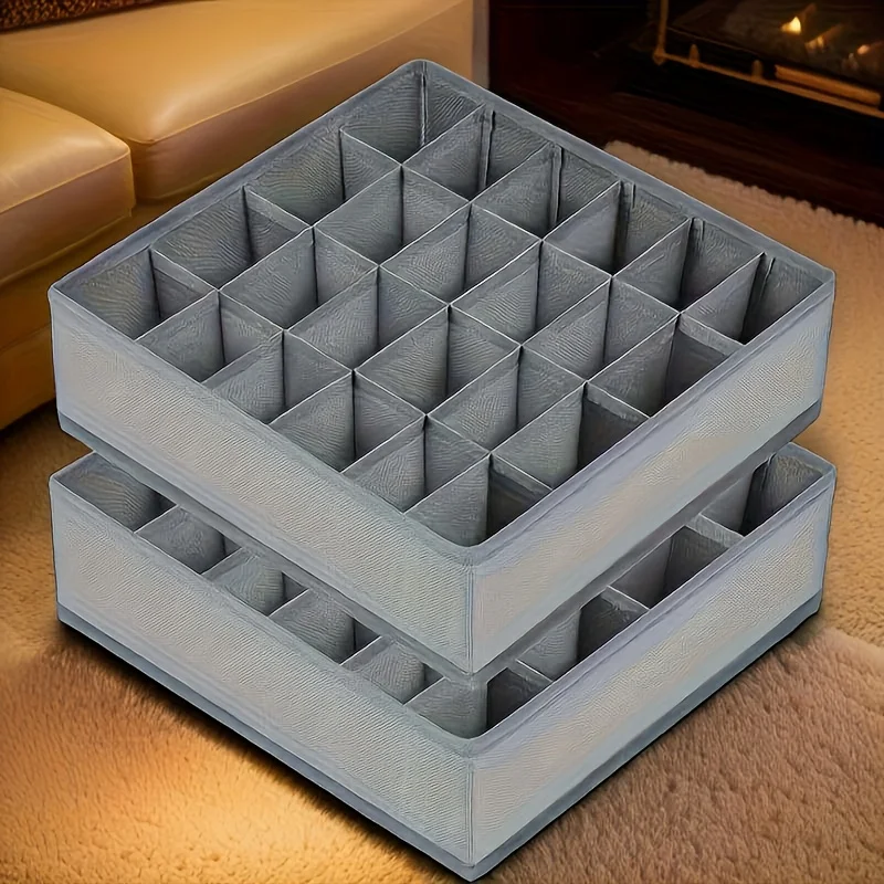 Sock Organizer Tray - 24-Compartment Fabric Drawer Organizer for Underwear,