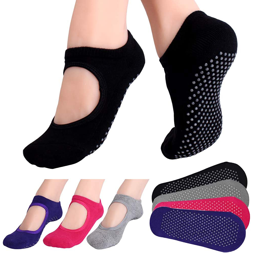 No Show Sock Women - Backless Non-slip Fitness Pilates Socks Cotton