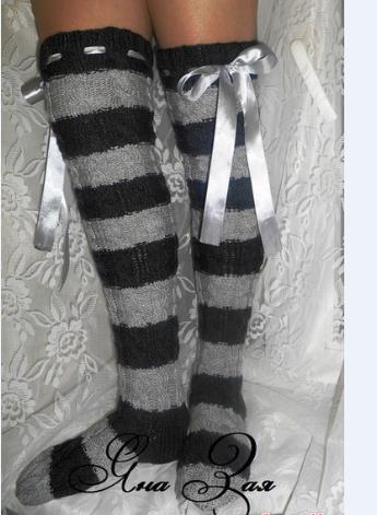 Thigh High Sock Stay Up - Women Thigh-high Knit Stockings, Soft Elastic
