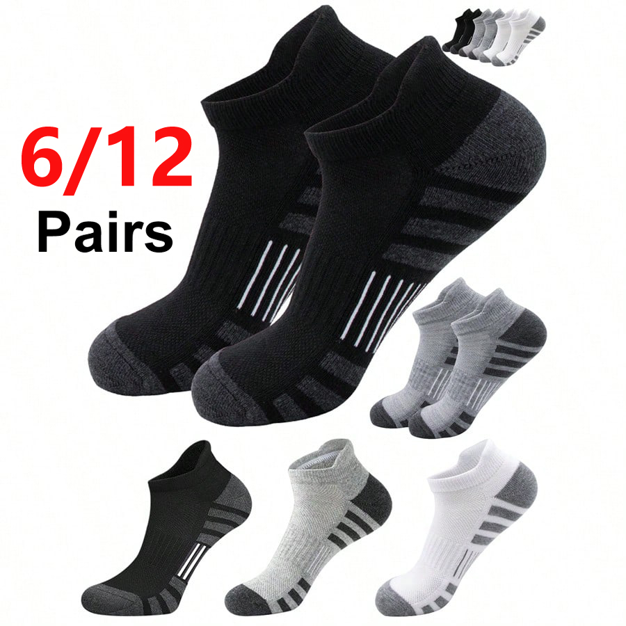 Ankle Sock Low Cut - 6/24 Pairs Cushioned Breathable Ankle Athletic