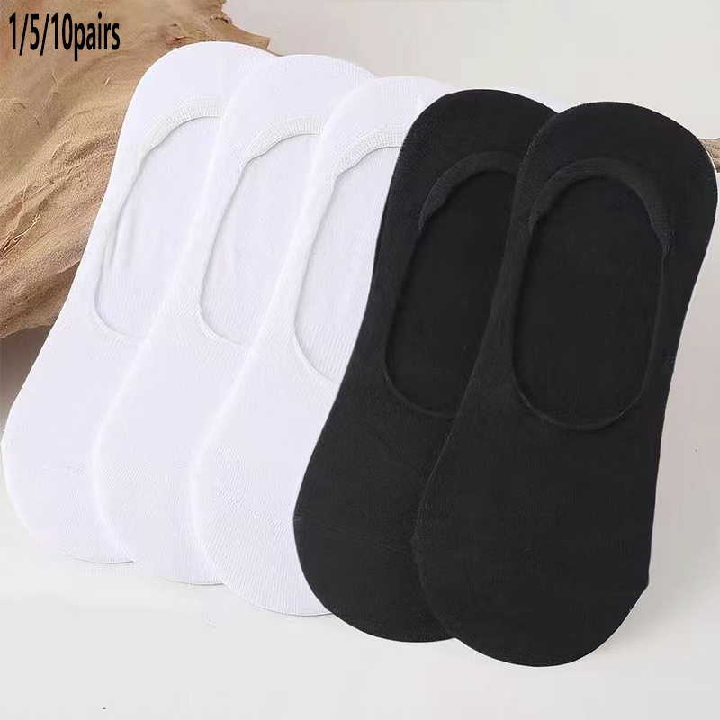 No Show Sock Women - 1/5/10 Pairs B&W No Show Socks,