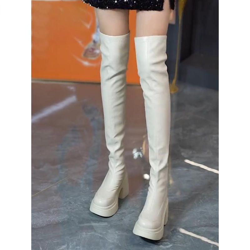 Round toe thick soled high-hee - đánh giá và giá Knee High Sock Women