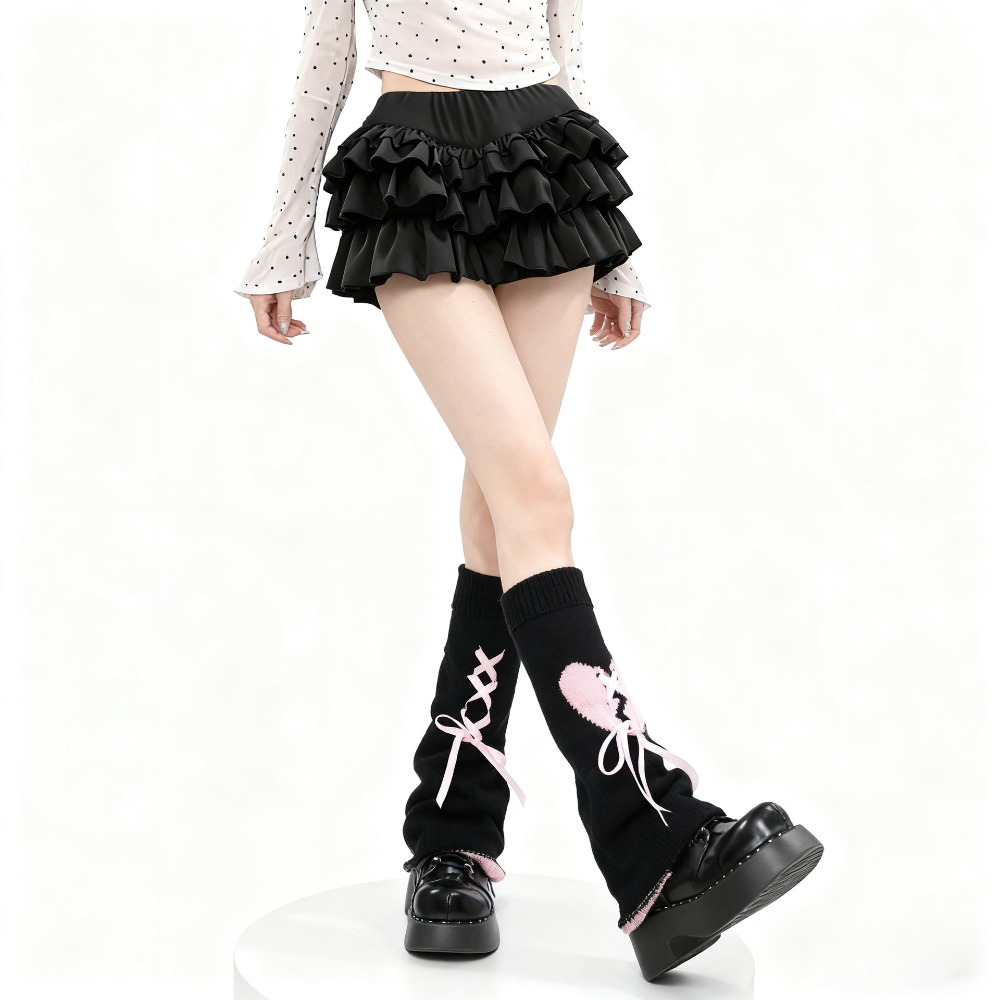 Y2K Heart Tie Flared Slouchy L - đánh giá và giá Boot Sock Slouchy