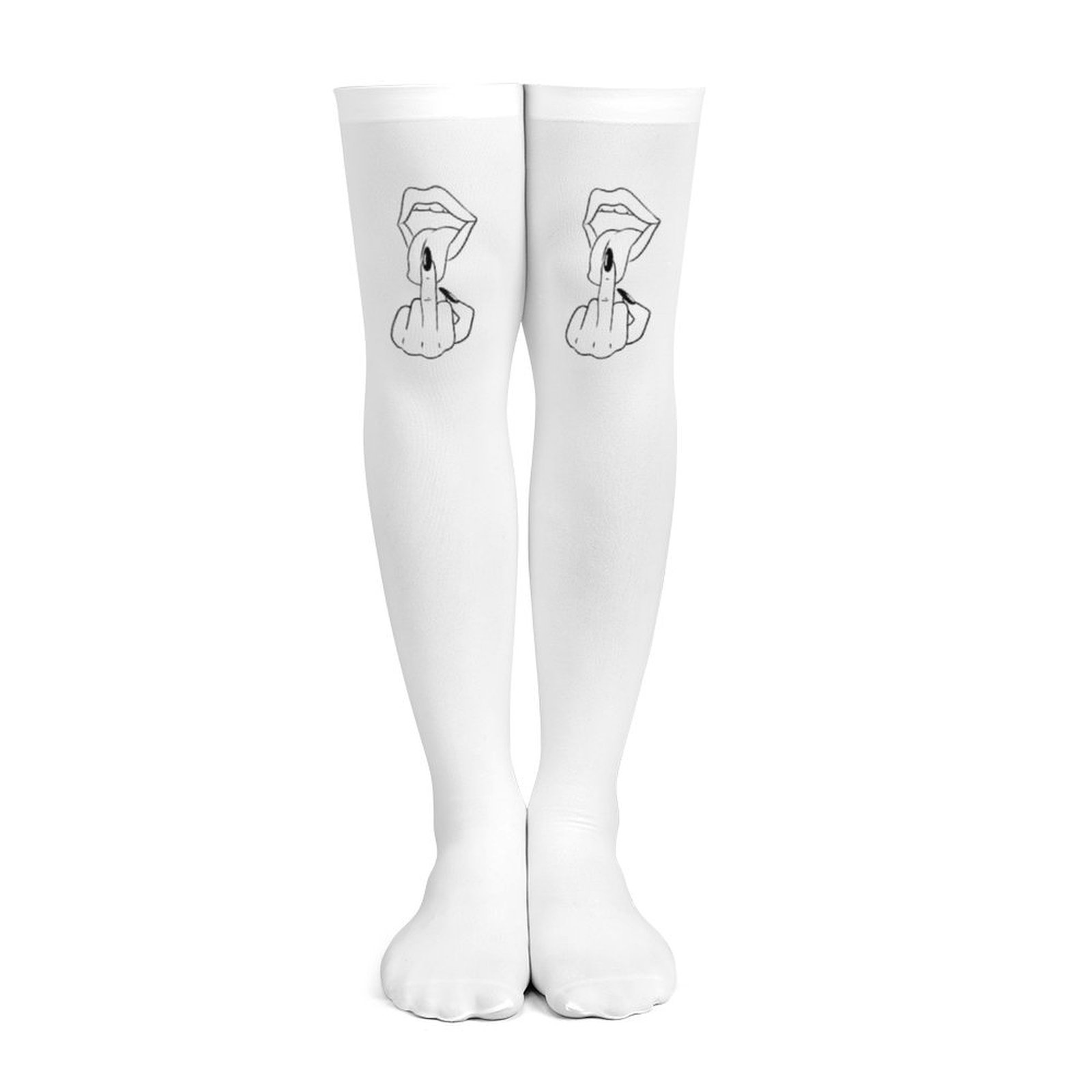 Ladies' white middle finger, r - đánh giá và giá Knee High Sock Women