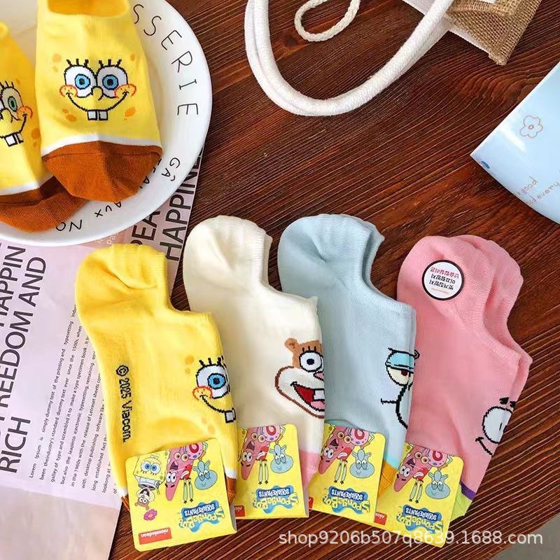 4PCS Hot Cute SpongeBob Square - đánh giá và giá Invisibility Sock Loafer