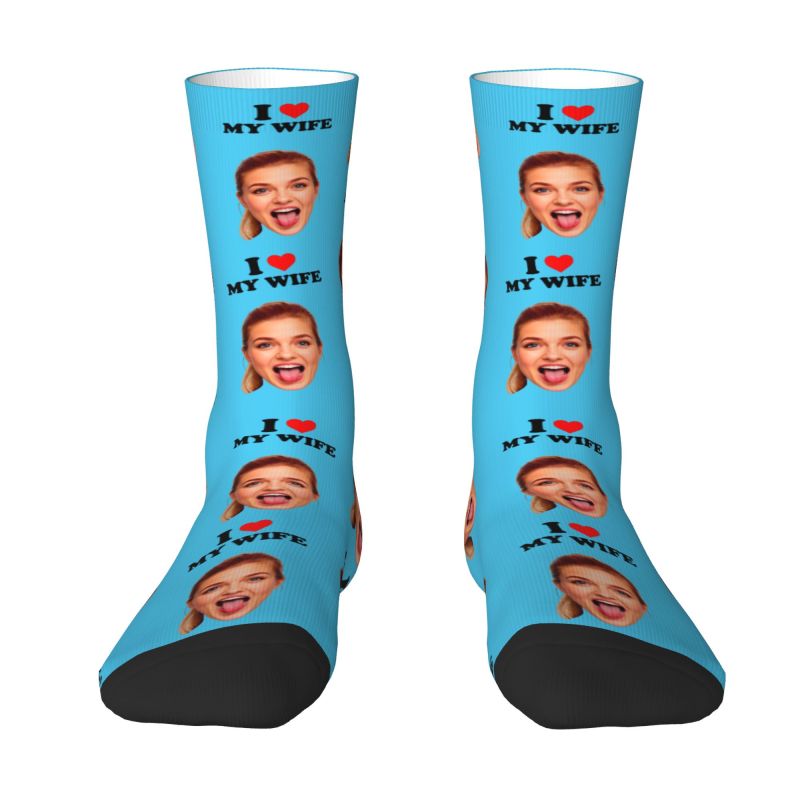 I Love My Wife Personalized Fa - đánh giá và giá Dress Sock Men