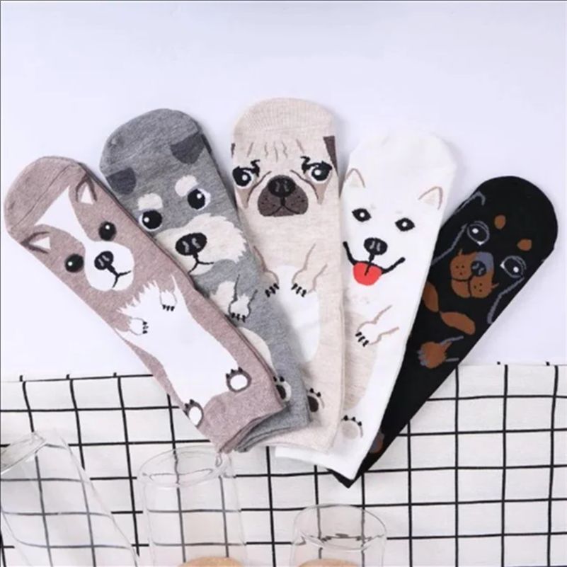 5 Pairs/pack Funny Cartoon Dog - đánh giá và giá Cotton Crew Sock Pack