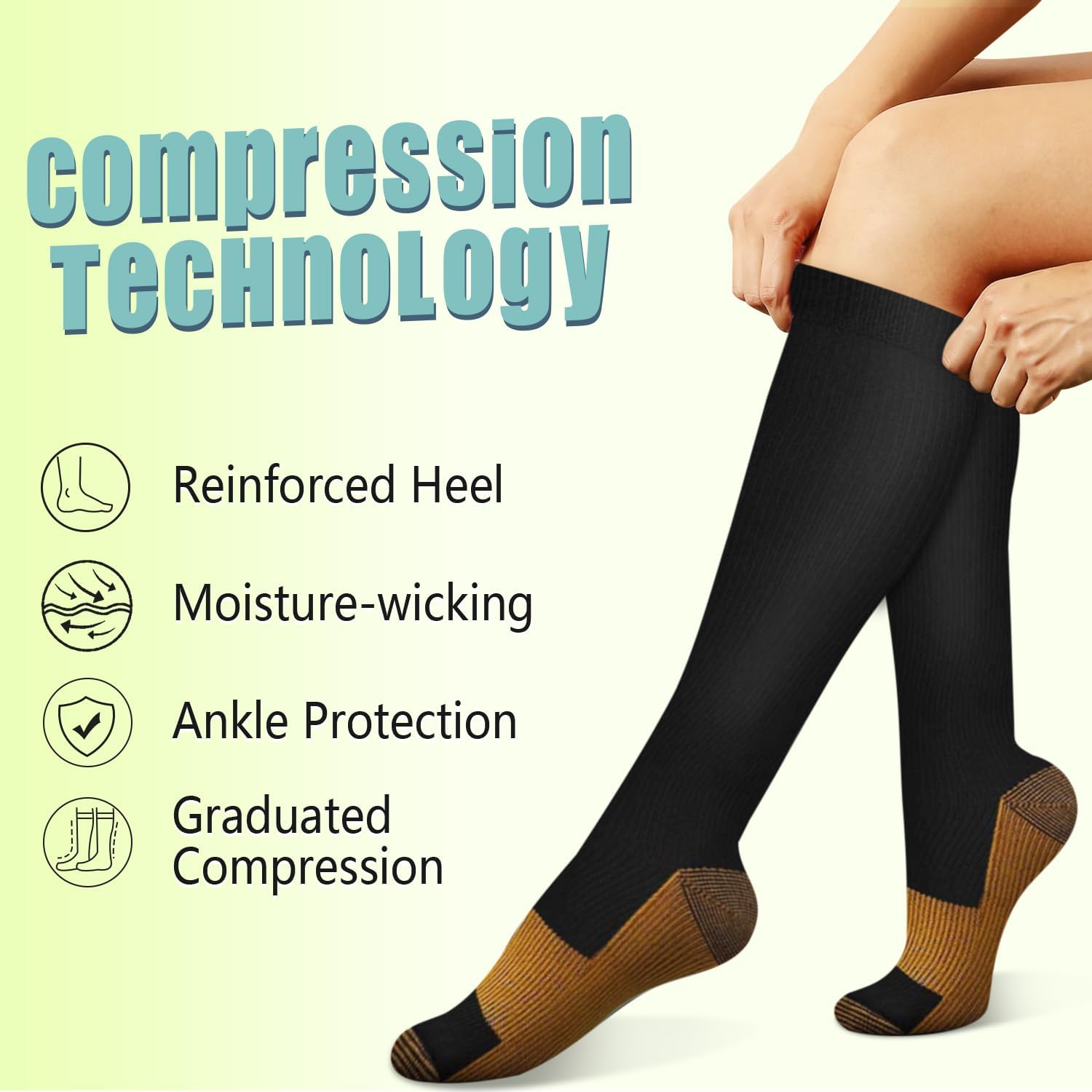 6 Pairs Solid Color Copper Com - đánh giá và giá Compression Sock Medical