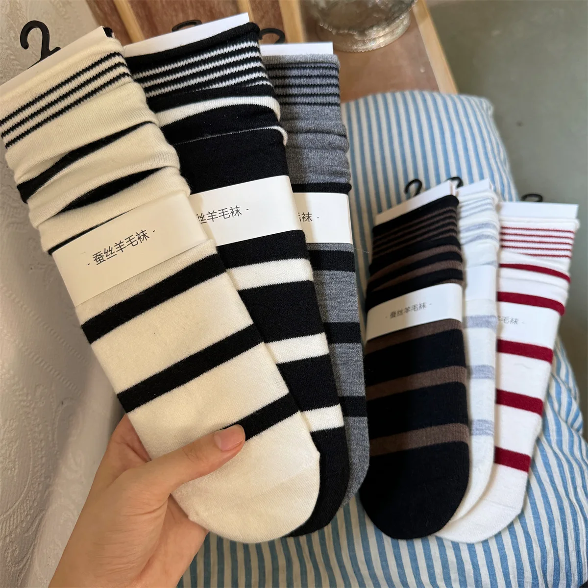 Korean Winter Striped Wool Sil - đánh giá và giá Silk Sock Bamboo